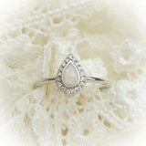 Milk Drop with Diamonds, Solid 14kt Gold DNA Ring