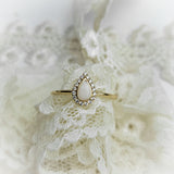 Milk Drop with Diamonds, Solid 14kt Gold DNA Ring