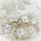 Milk Drop with Diamonds, Solid 14kt Gold DNA Ring