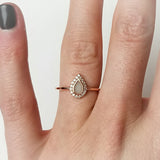 Milk Drop with Diamonds, Solid 14kt Gold DNA Ring